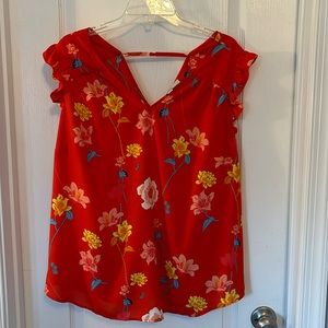 flowy floral, cap sleeve blouse